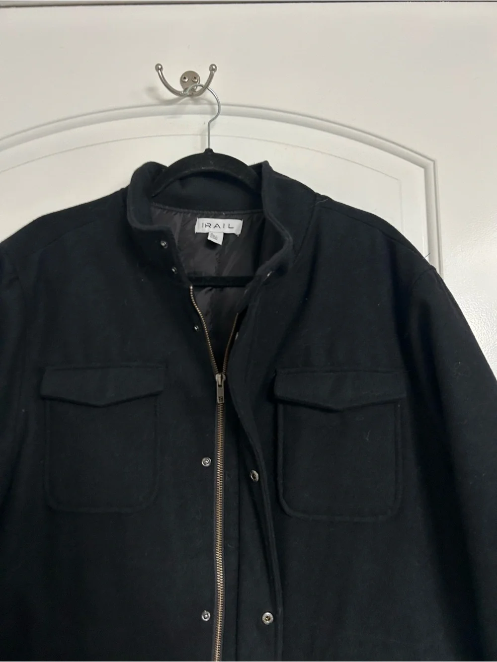 The Rail Military Field Wool Blend Jacket Size XL Black Minimalist Chic Utility